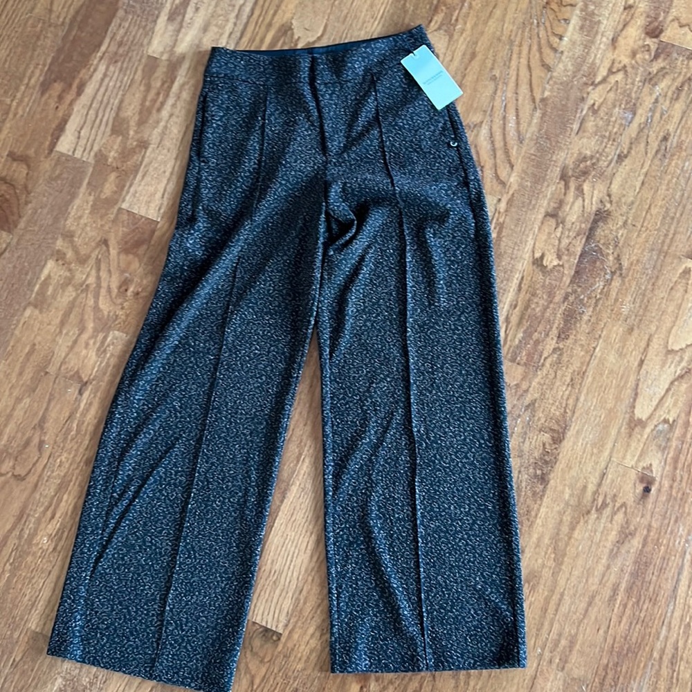 High rise jersey shiny pattern wide-leg pants